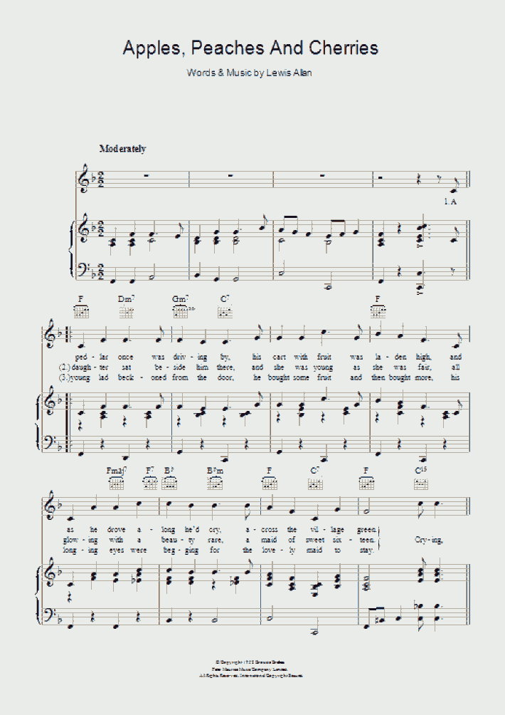 Apples, Peaches And Cherries Piano Sheet Music