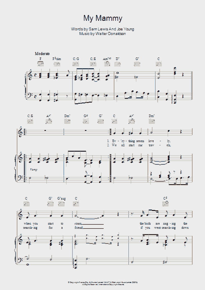 My Mammy Piano Sheet Music OnlinePianist