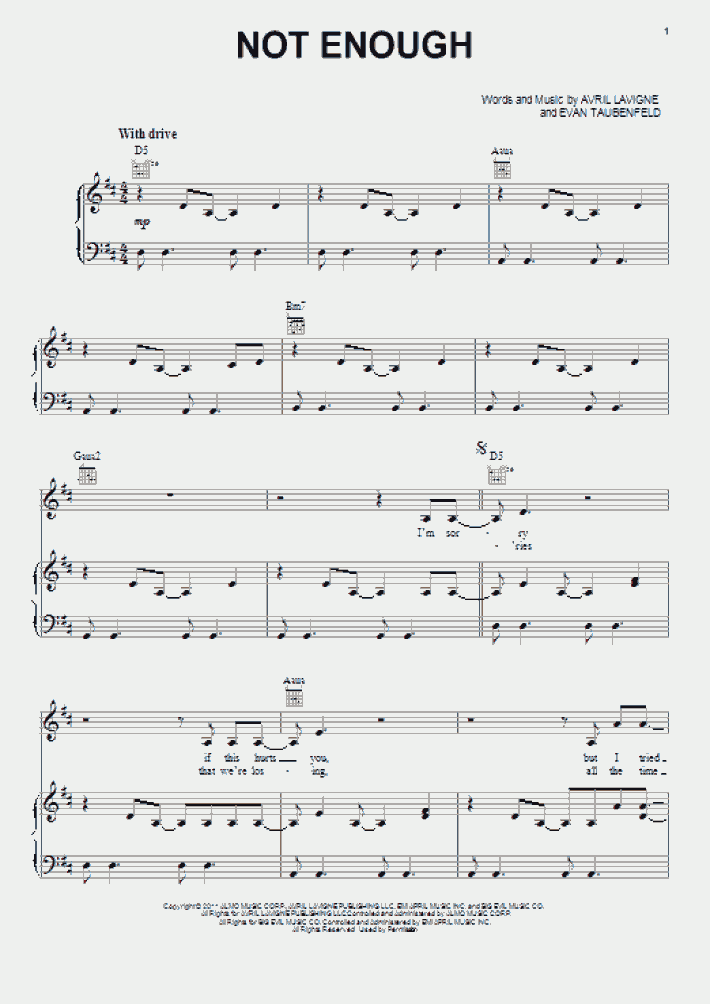 Not Enough Piano Sheet Music OnlinePianist