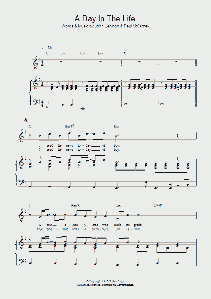 A Day In The Life Piano Sheet Music OnlinePianist