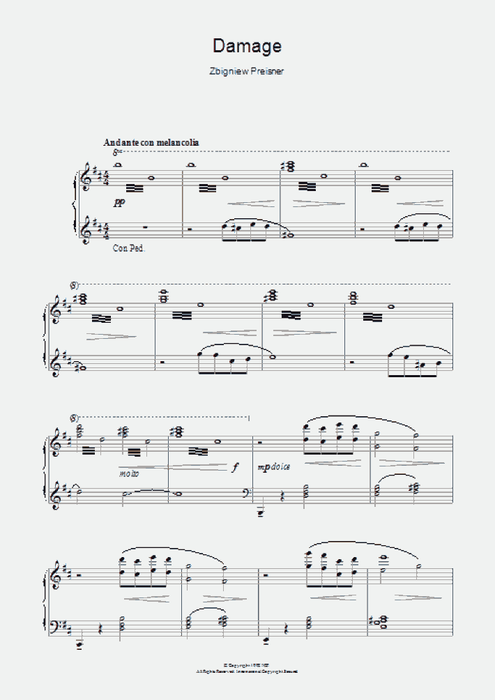 Damage Piano Sheet Music OnlinePianist