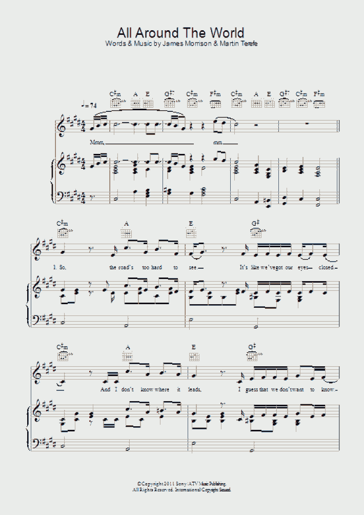 All Around The World Piano Sheet Music OnlinePianist