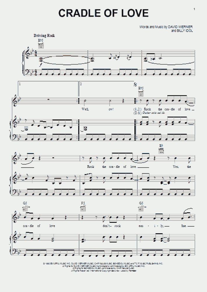 Cradle Of Love Piano Sheet Music OnlinePianist