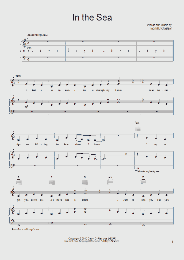 In The Sea Piano Sheet Music | OnlinePianist