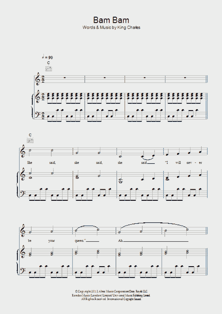 Bam Bam Piano Sheet Music OnlinePianist
