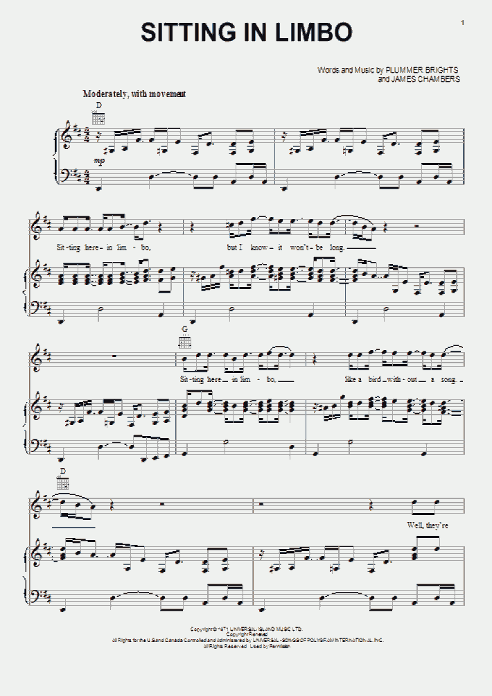 Sitting In Limbo Piano Sheet Music OnlinePianist