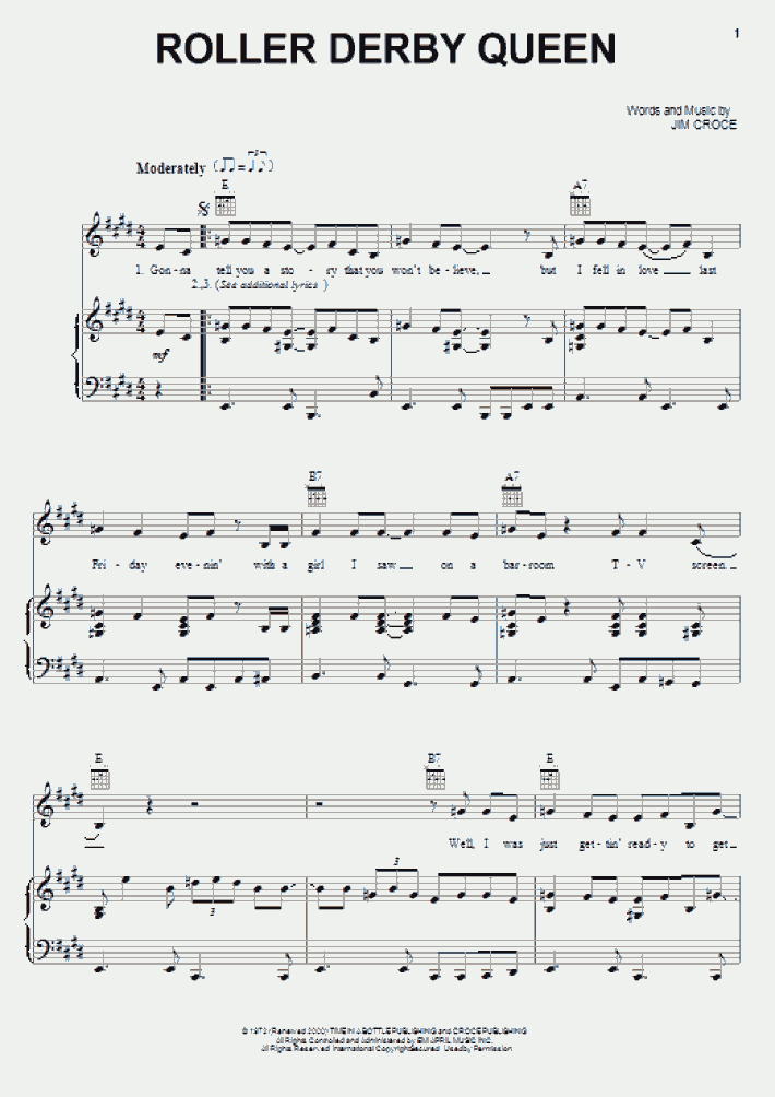 Roller Derby Queen Piano Sheet Music OnlinePianist
