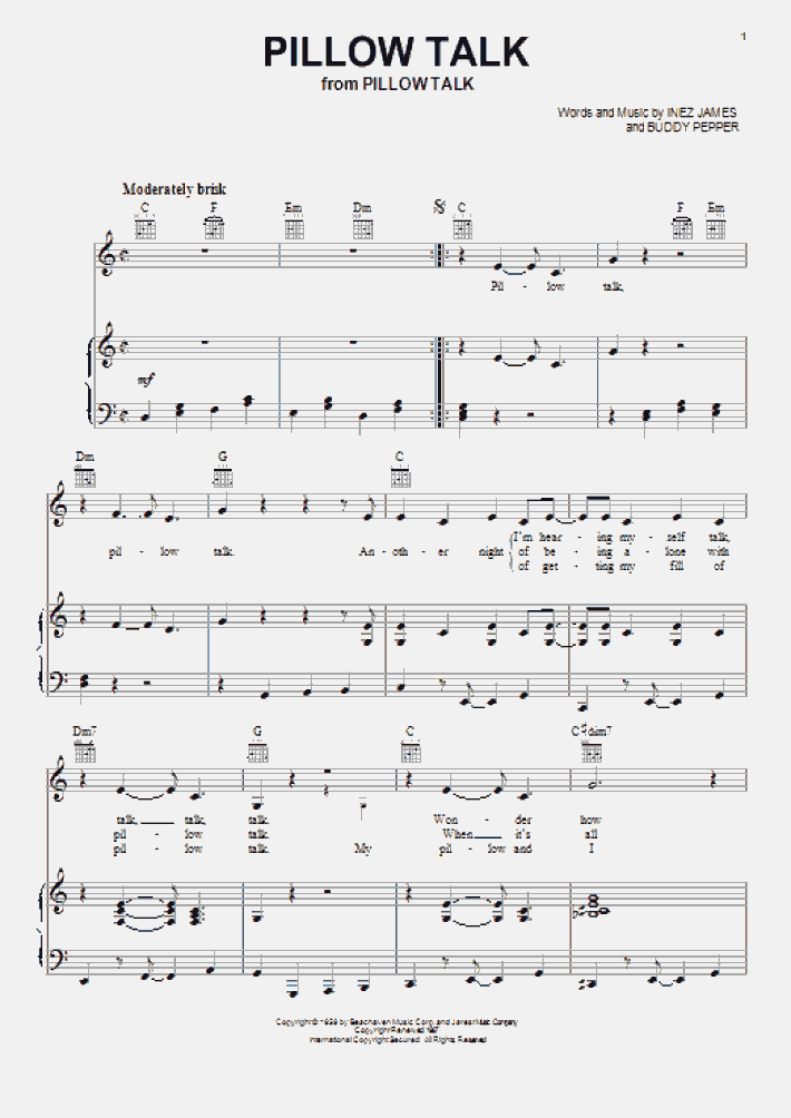 Pillow Talk Piano Sheet Music OnlinePianist