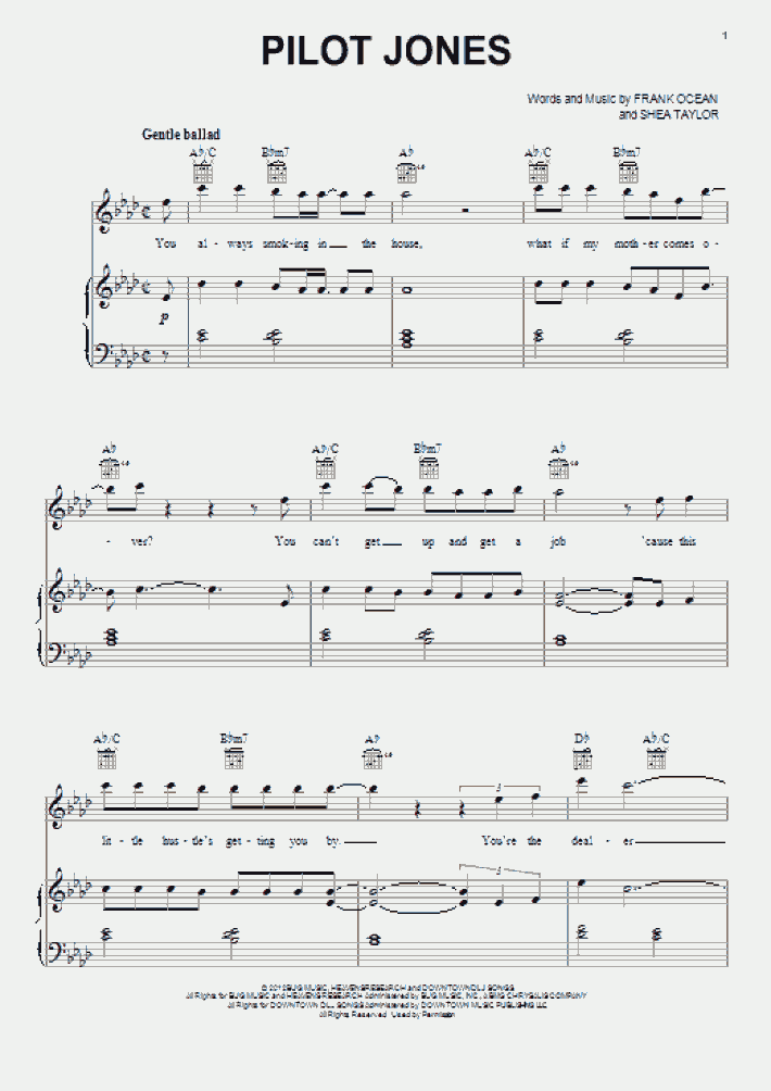 Pilot Jones Piano Sheet Music OnlinePianist