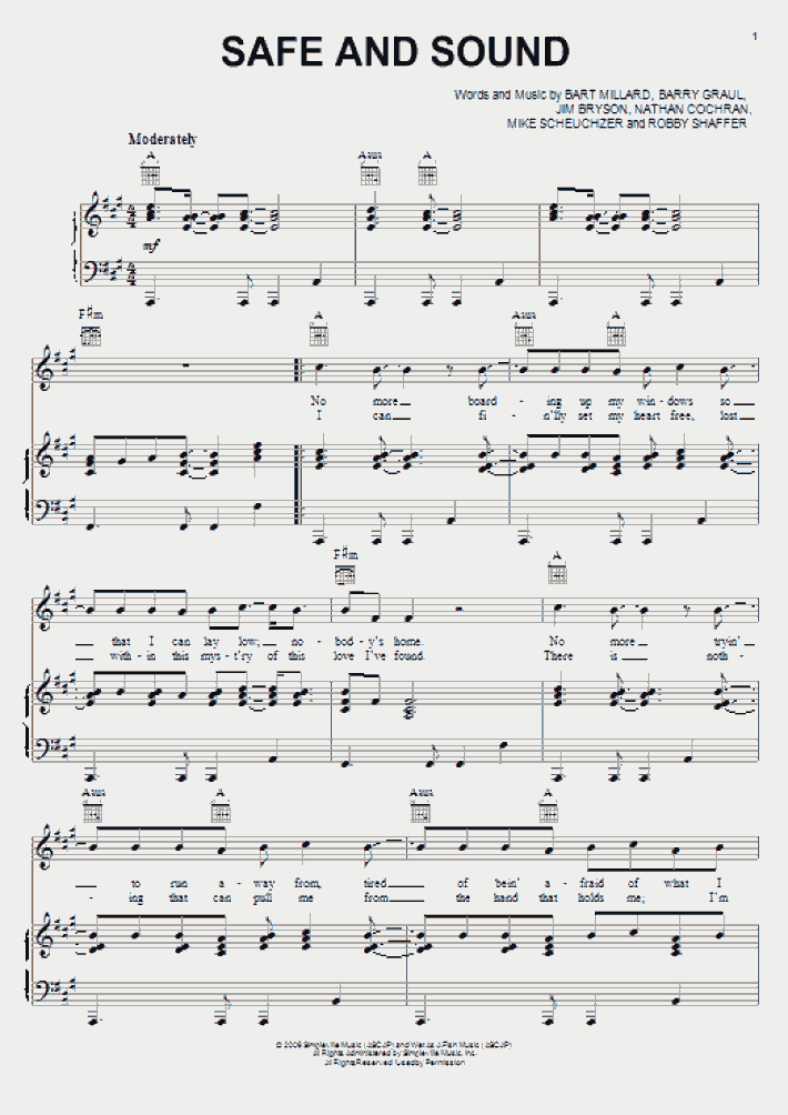 Safe And Sound Piano Sheet Music OnlinePianist