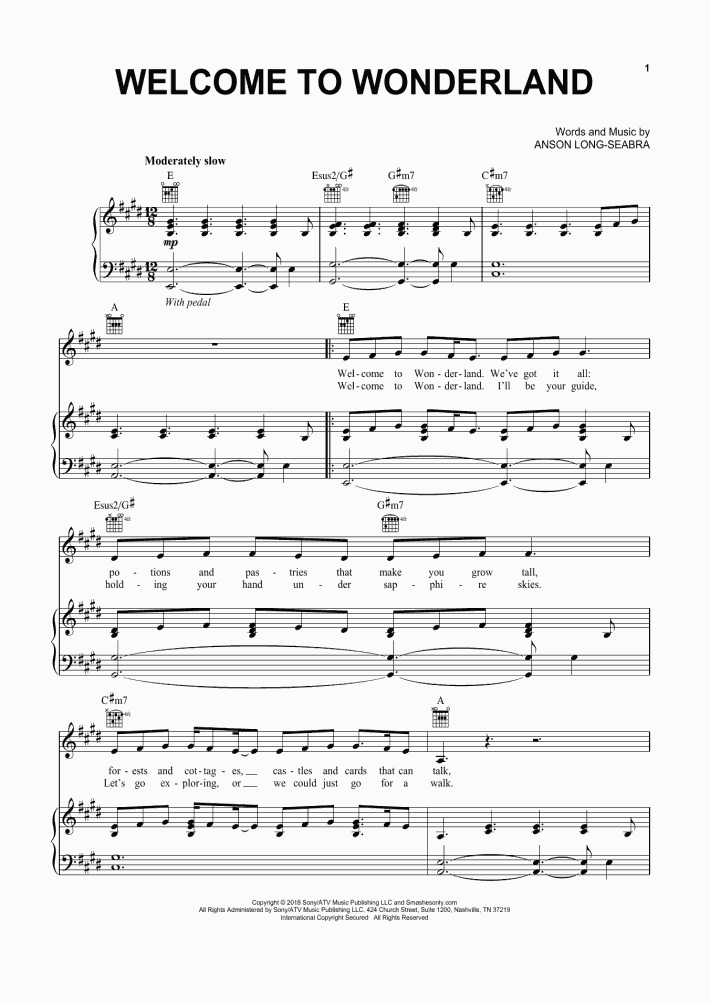 To Wonderland Piano Sheet Music OnlinePianist