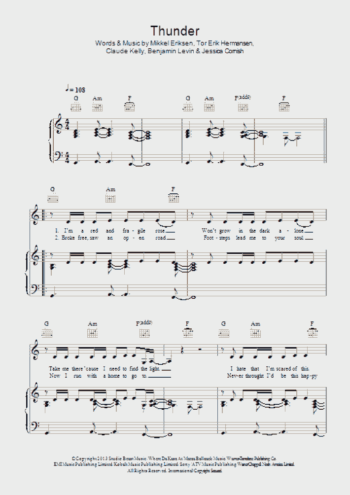 Thunder Piano Sheet Music OnlinePianist