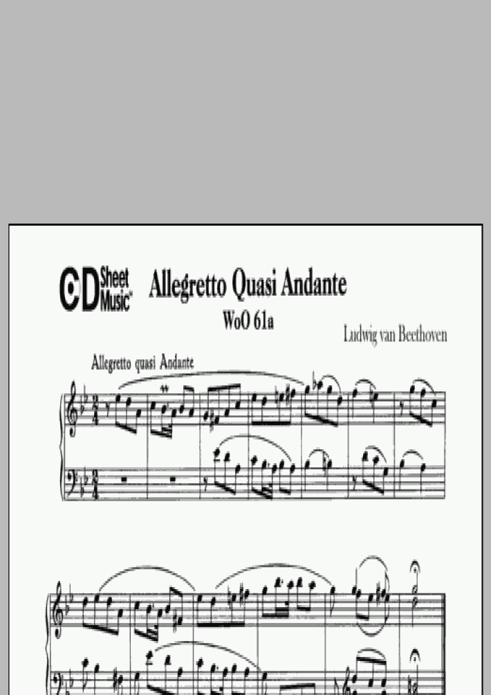 Allegretto Quasi Andante In G Minor, Woo 61a Piano Sheet Music