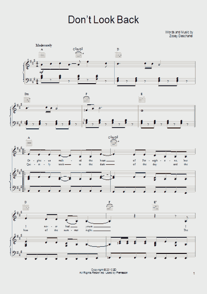 Don't Look Back Piano Sheet Music OnlinePianist