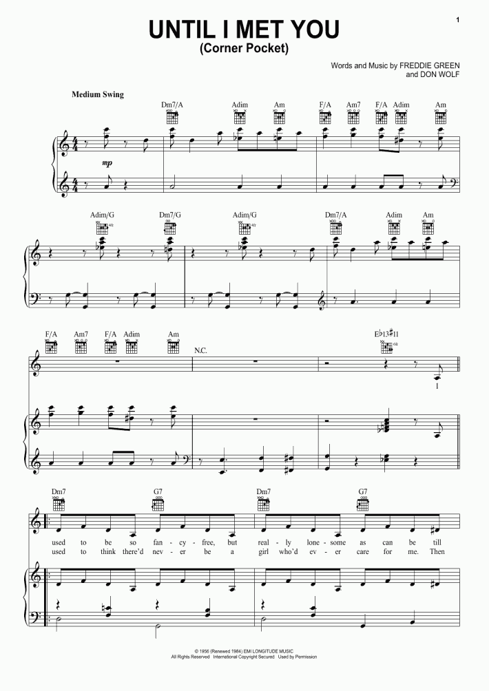 Until I Met You Piano Sheet Music Onlinepianist