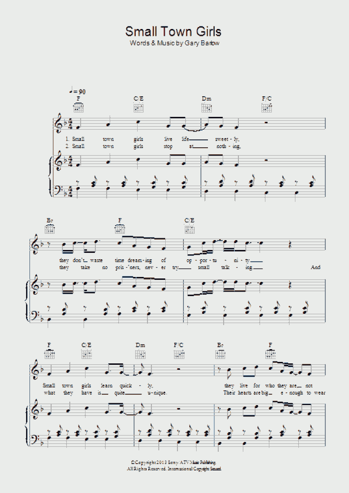 Small Town Girls Piano Sheet Music OnlinePianist