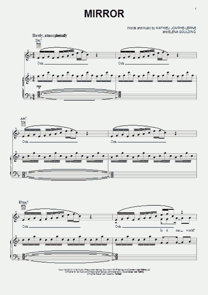 Mirror Piano Sheet Music OnlinePianist