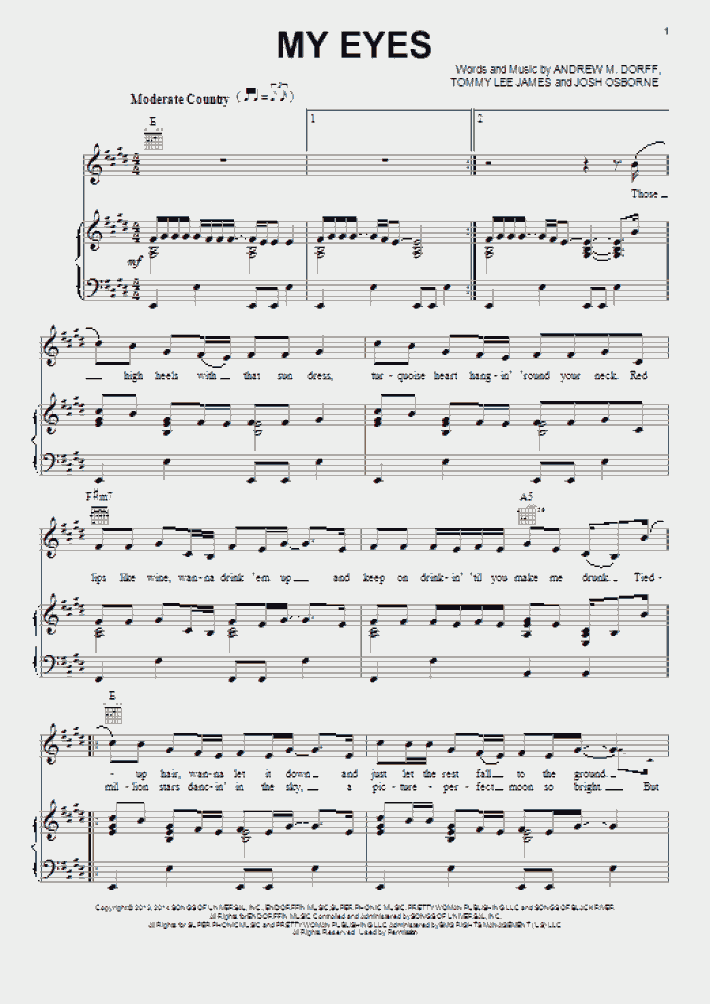 My Eyes Piano Sheet Music OnlinePianist