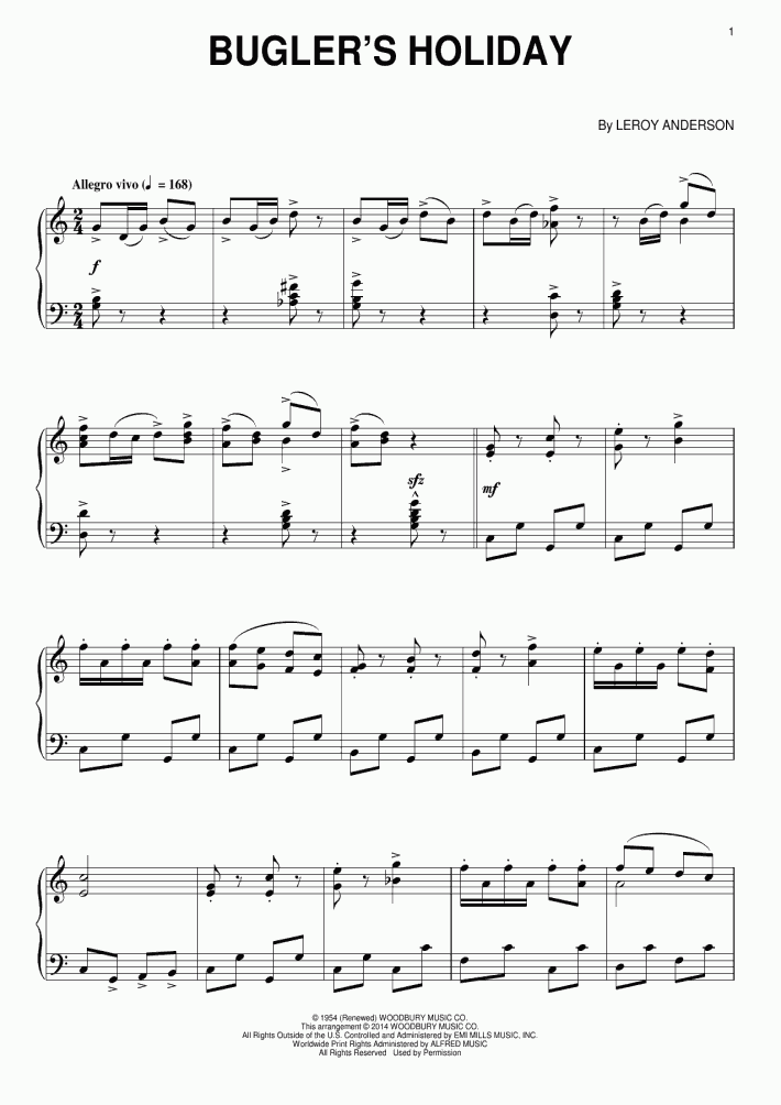 Bugler's Holiday Piano Sheet Music OnlinePianist