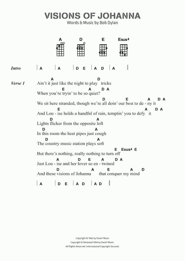 Visions Of Johanna Piano Sheet Music OnlinePianist