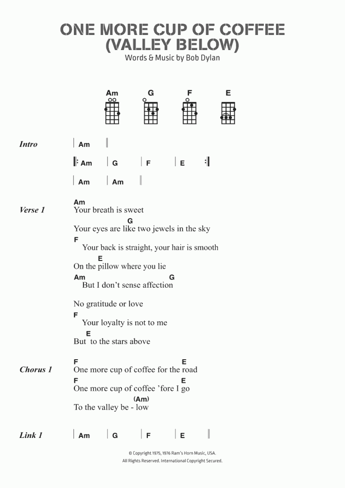 One More Cup Of Coffee Piano Sheet Music