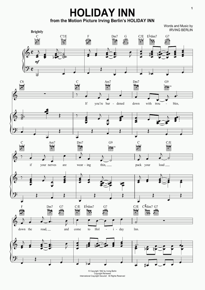 Holiday Inn Piano Sheet Music OnlinePianist
