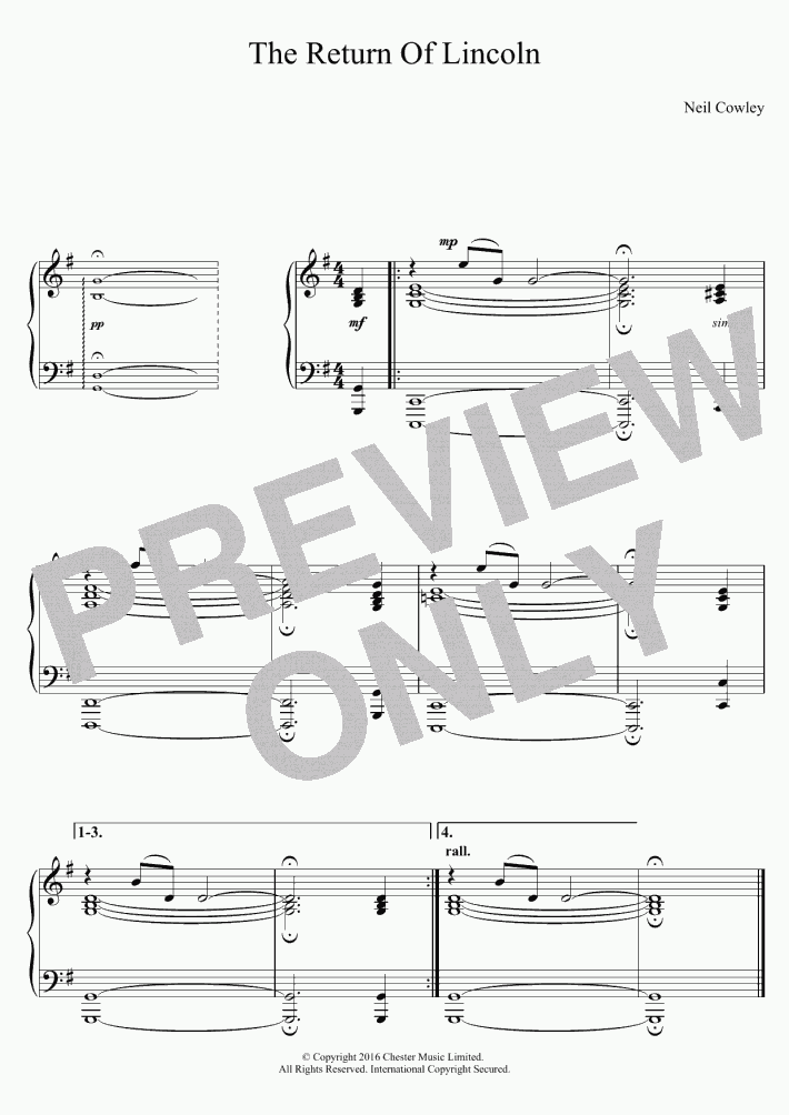 The Return Of Lincoln Piano Sheet Music OnlinePianist