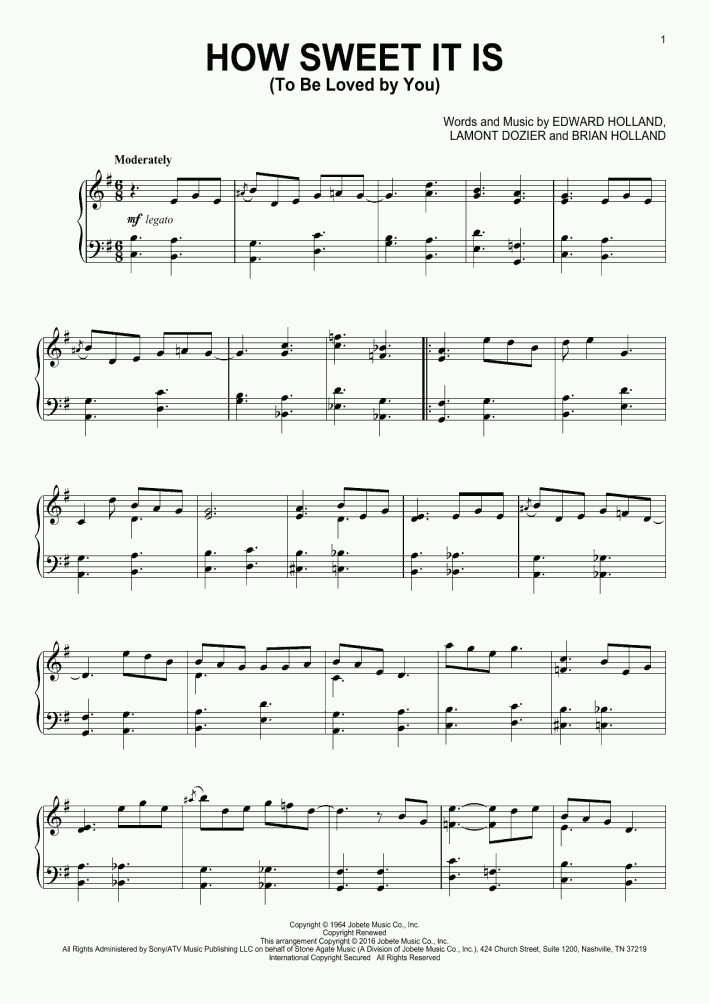 How Sweet It Is Piano Sheet Music OnlinePianist