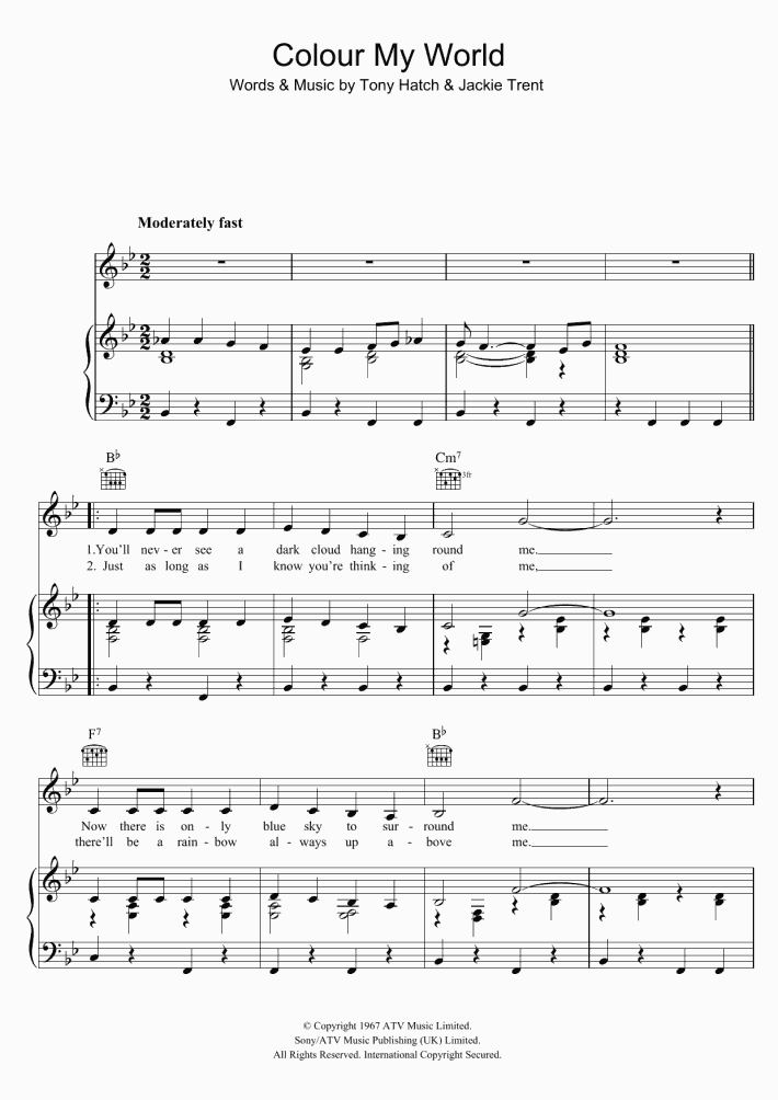 Colour My World Piano Sheet Music OnlinePianist