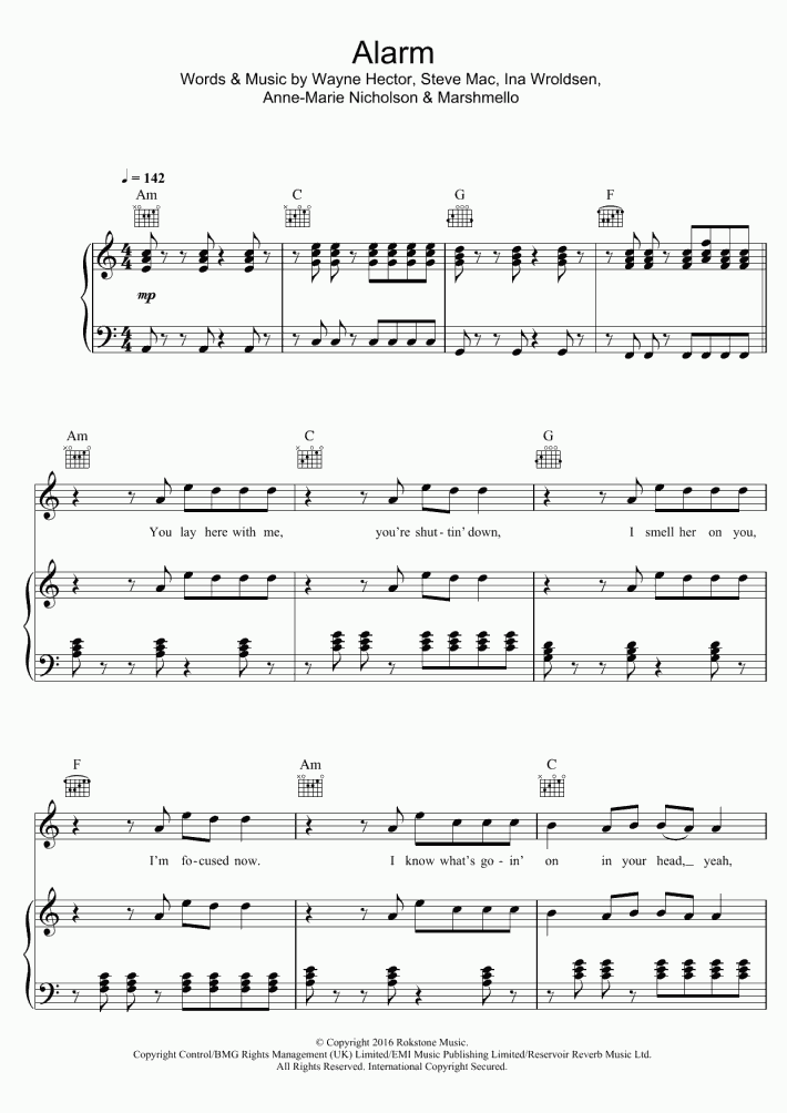 Alarm Piano Sheet Music OnlinePianist