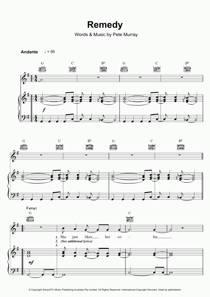 Remedy Piano Sheet Music OnlinePianist