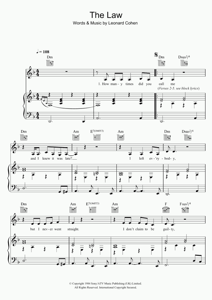 The Law Piano Sheet Music OnlinePianist