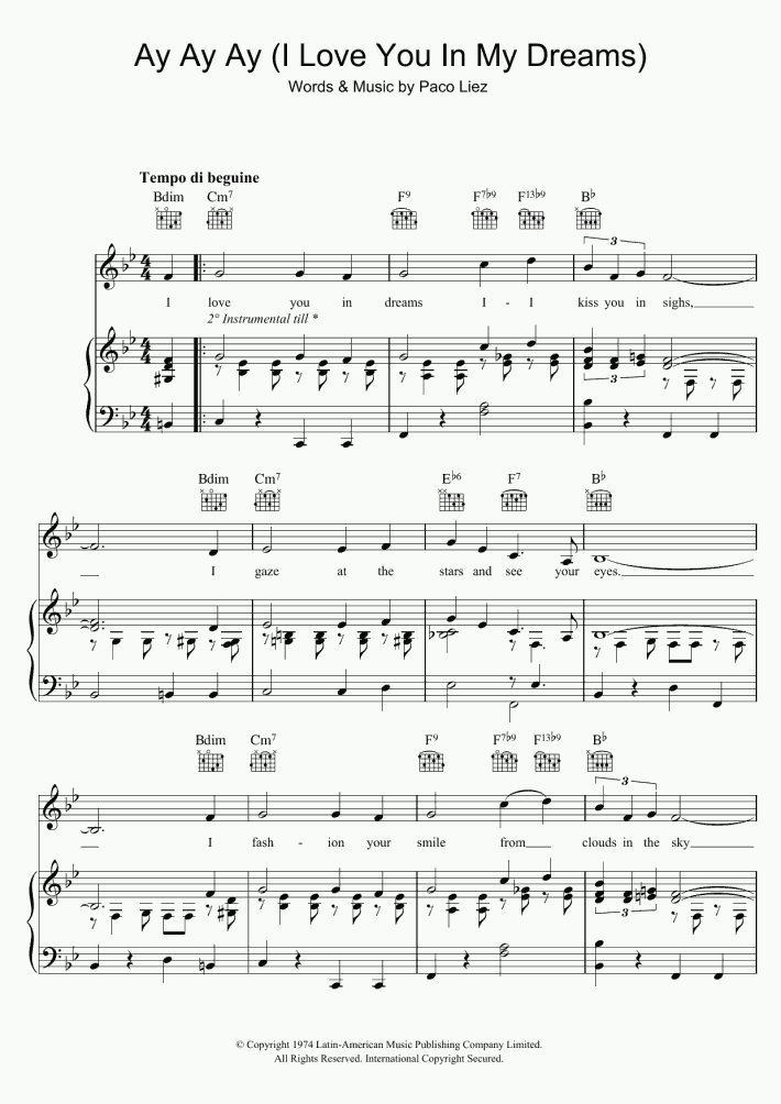 Ay Ay Ay Piano Sheet Music OnlinePianist