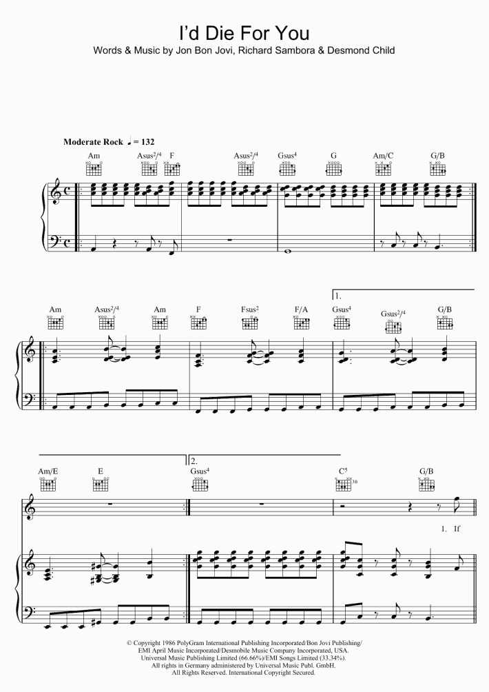 I'd Die For You Piano Sheet Music OnlinePianist I'd Die For You Piano Sheet Music OnlinePianist