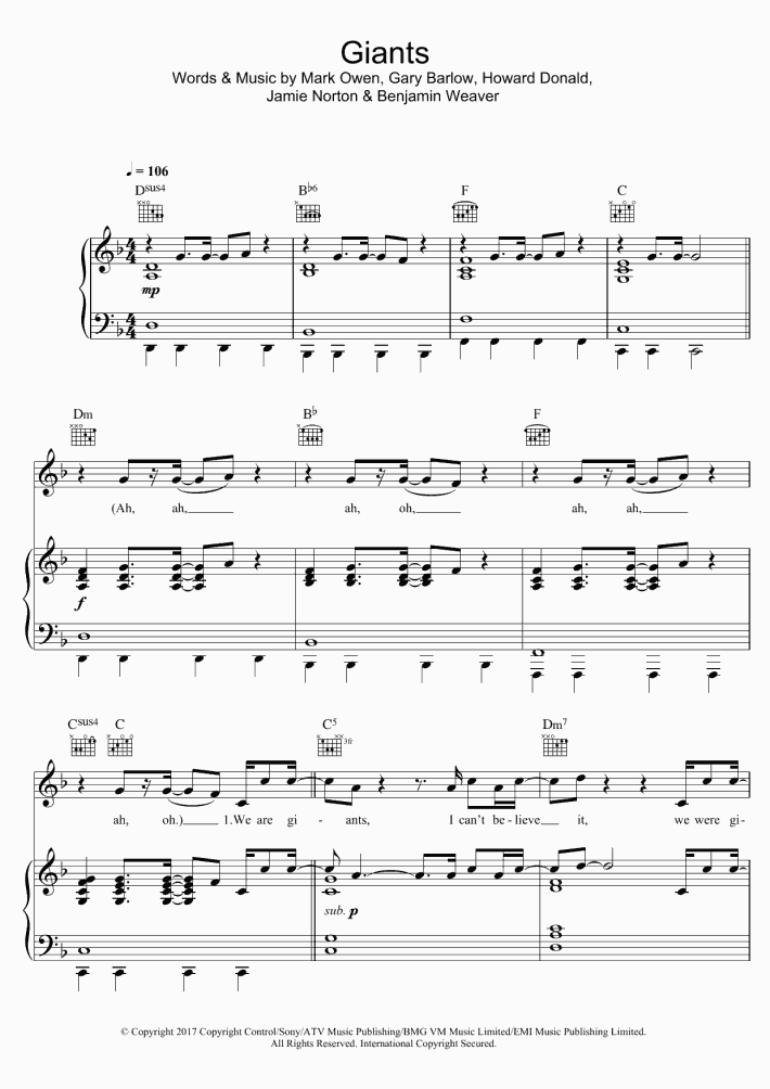 Giants Piano Sheet Music OnlinePianist