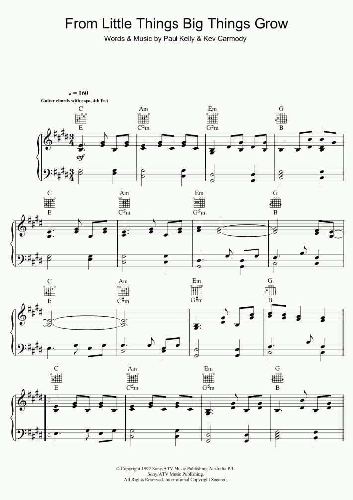 From Little Things Big Things Grow Piano Sheet Music