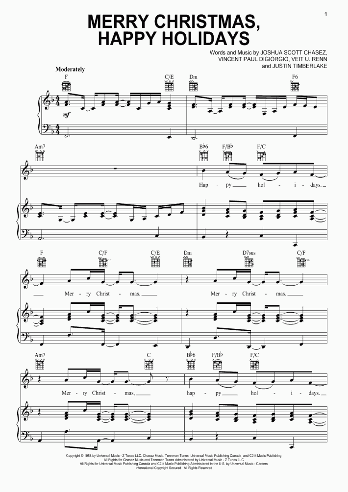 Merry Christmas, Happy Holidays Piano Sheet Music