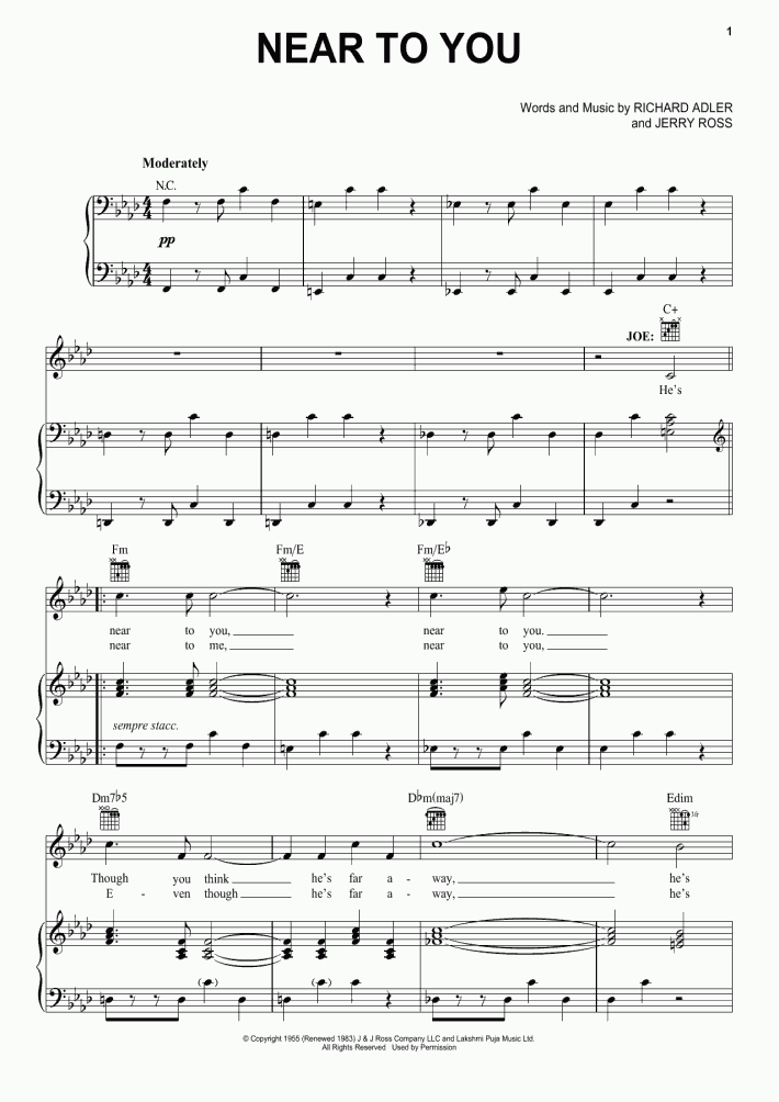 Near To You Piano Sheet Music OnlinePianist