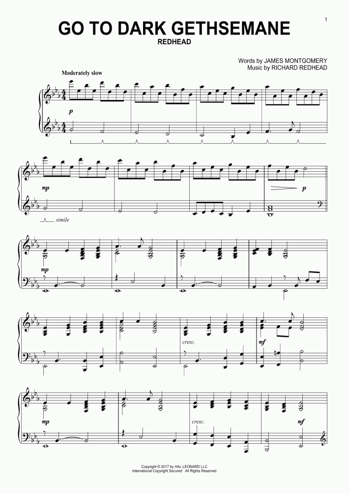 Gethsemane Piano Sheet Music
