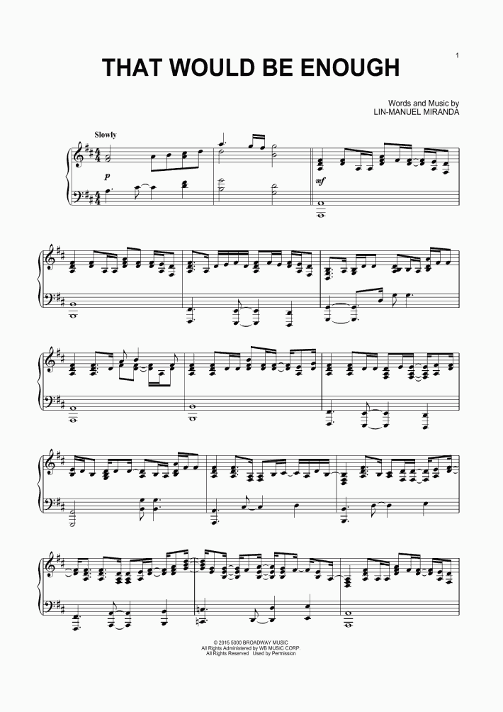 That Would Be Enough Piano Sheet Music