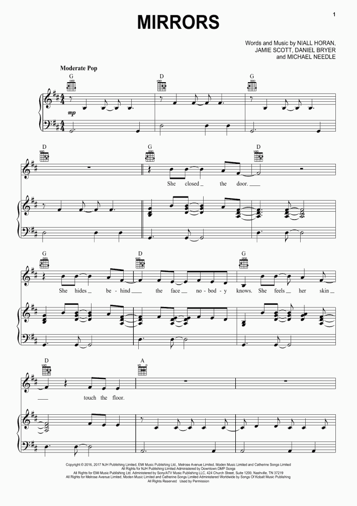 Mirrors Piano Sheet Music OnlinePianist