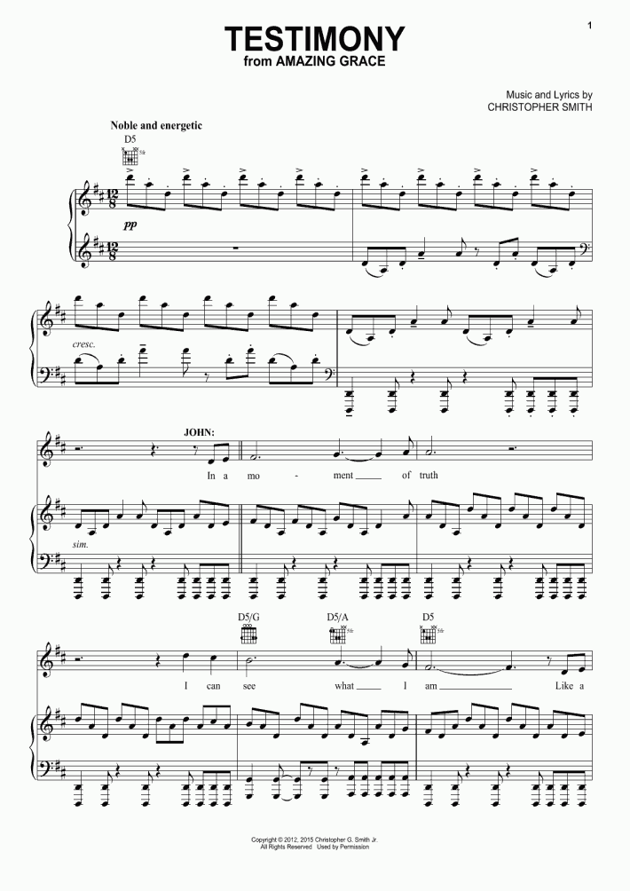 Testimony Piano Sheet Music OnlinePianist