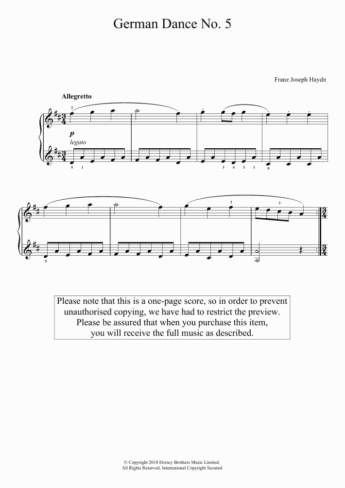 German Dance No. 5 Piano Sheet Music OnlinePianist