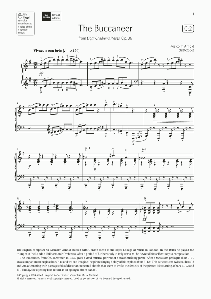 The Buccaneer Piano Sheet Music OnlinePianist