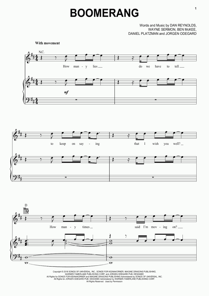 Boomerang Piano Sheet Music OnlinePianist
