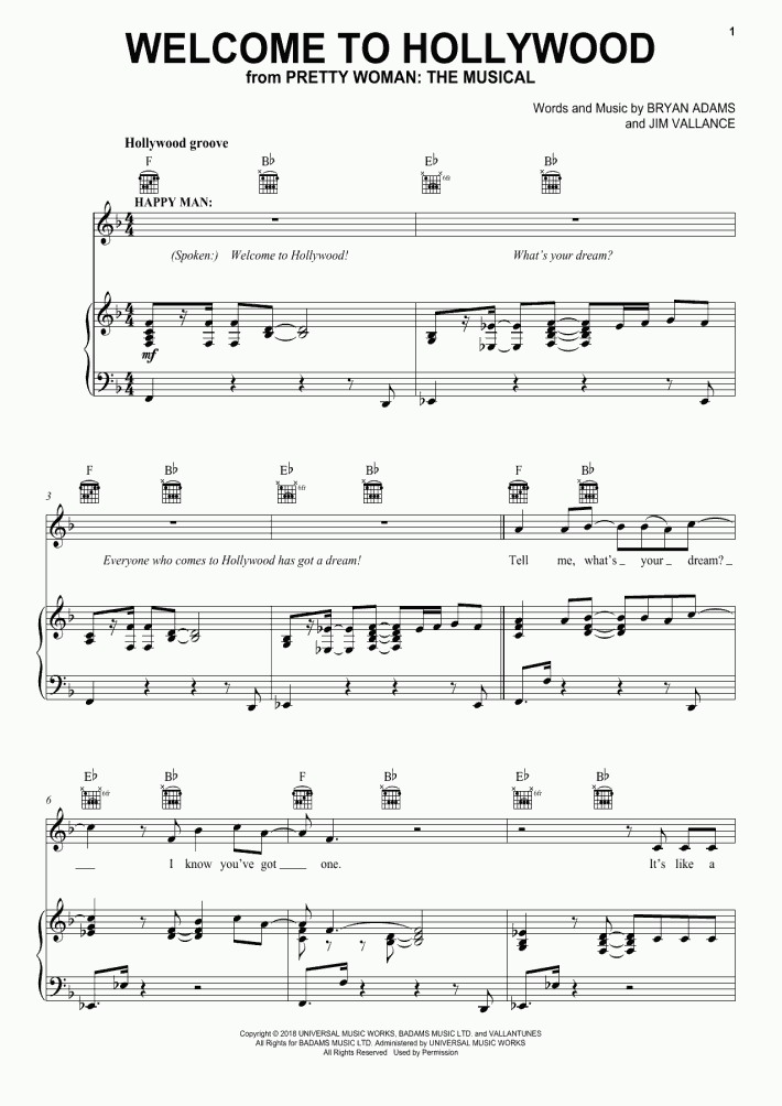 To Hollywood Piano Sheet Music