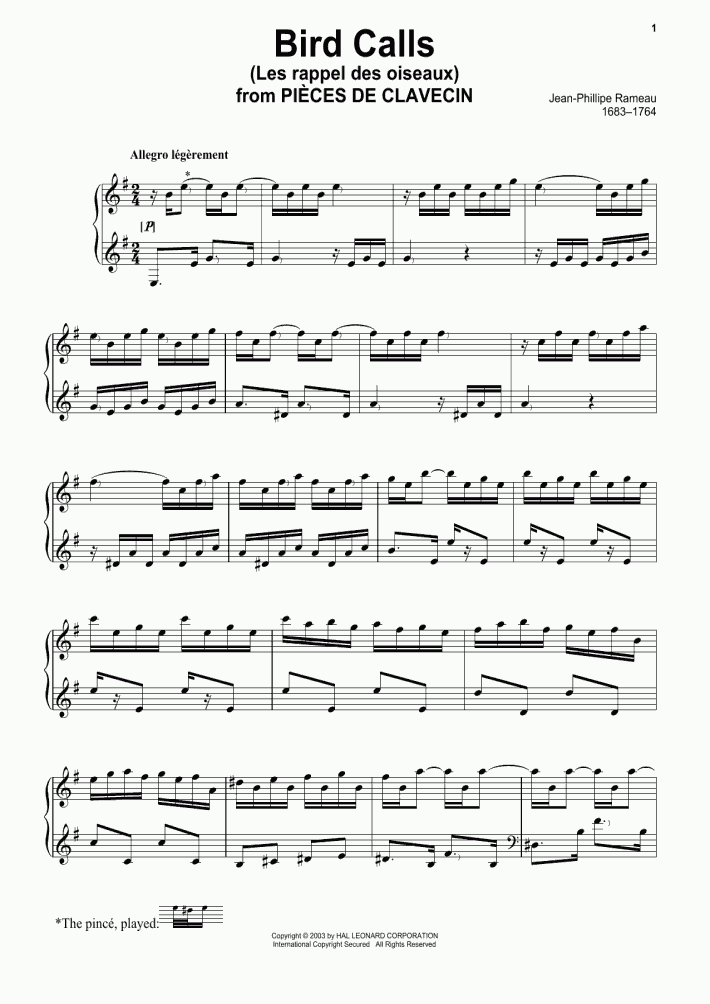 Bird Calls Piano Sheet Music | OnlinePianist