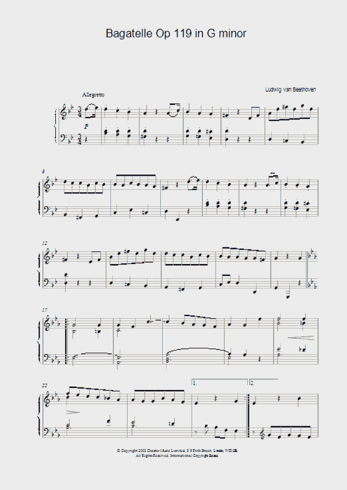 Bagatelle In G Minor Op 119 No 1