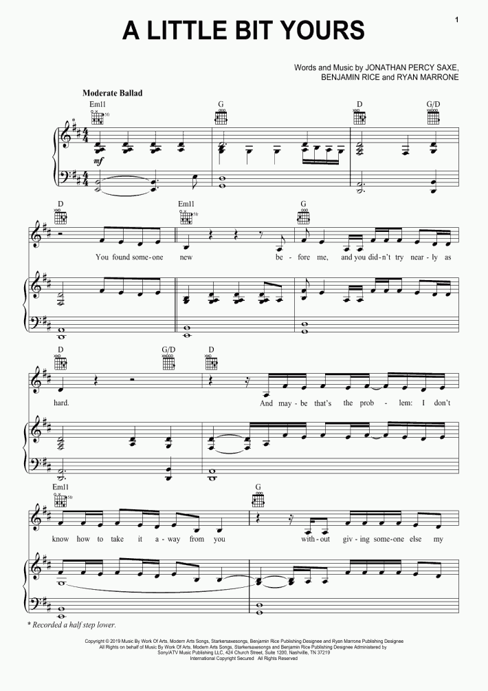 A Little Bit Yours Piano Sheet Music OnlinePianist