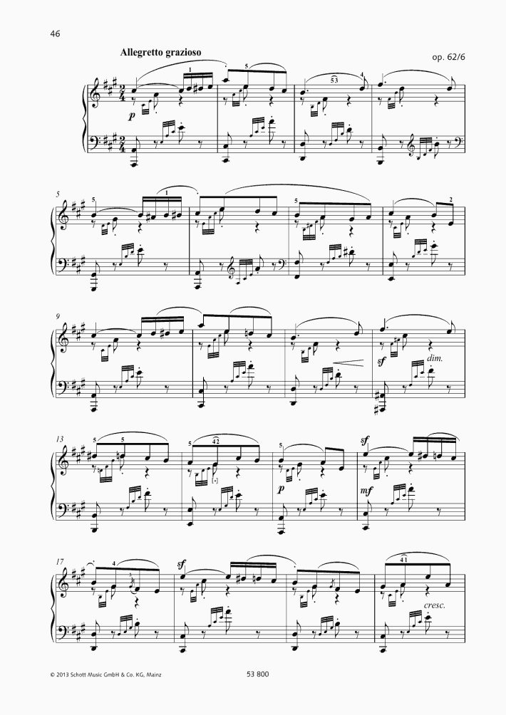 Allegretto Grazioso Piano Sheet Music OnlinePianist